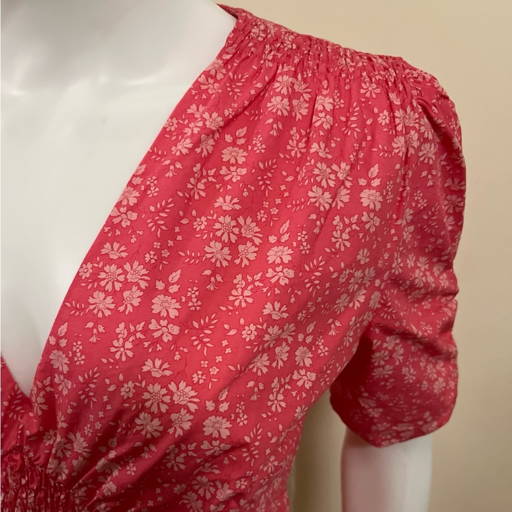 LIBERTY FABRIC x Topshop Pink Floral Cotton Day Cottagecore Country Play Dress 6 - Picture 5 of 10